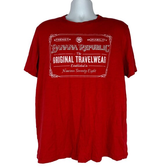 Banana Republic Men's Graphic T-Shirt Size XL Red Short Sleeved Crew Neck - Picture 1 of 6